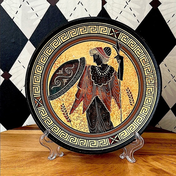 Greek Pottery Warrior Goddess Motif | Vintage Classical Replica - Picture 1 of 7